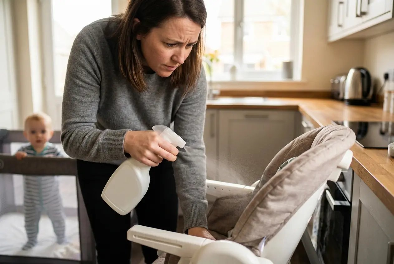 Baby crawling on carpet
