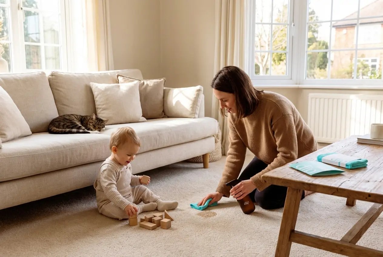 Baby crawling on carpet